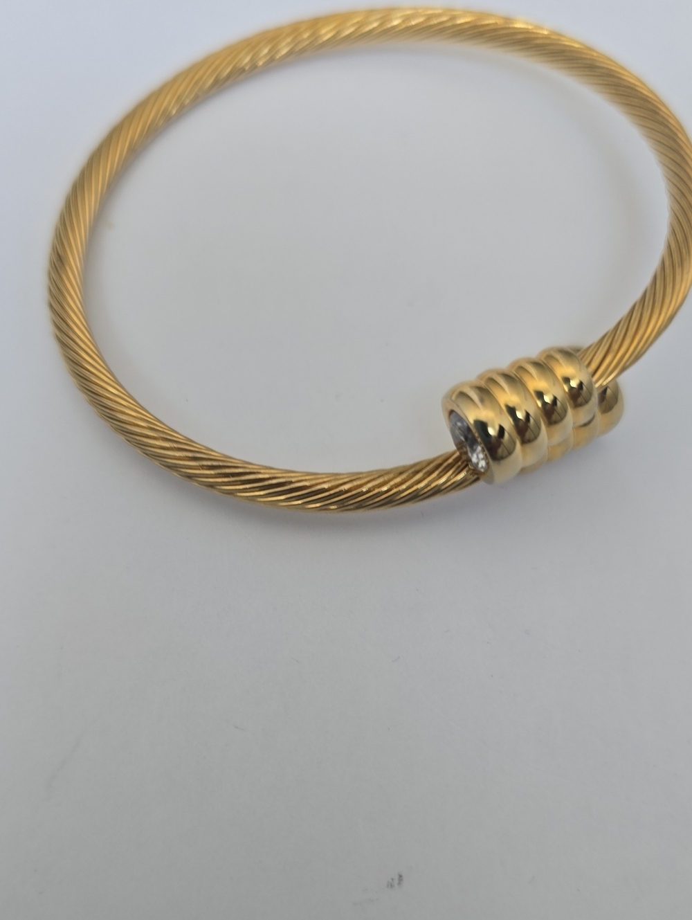 Gold-Tone Twisted Cable Bangle Bracelet - Unbranded
